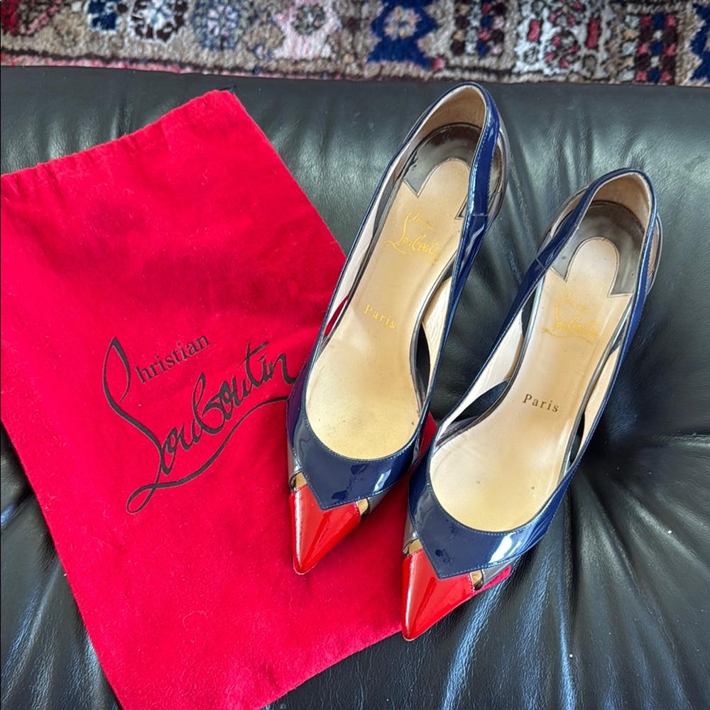 Christian Louboutin Women's Navy and Red Pumps